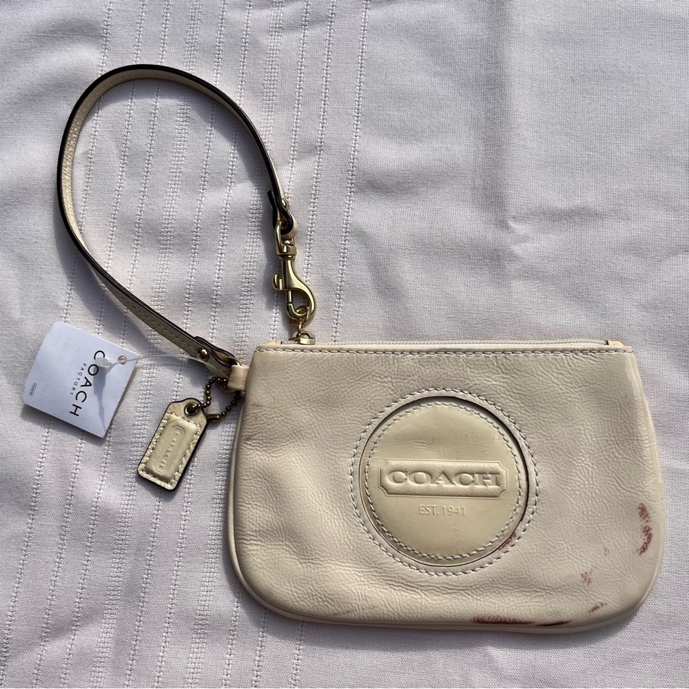 Coach Signature Patch Patent Leather Wristlet